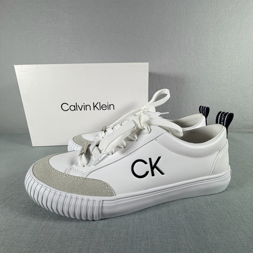 Calvin Klein Kclariss Womens 8M White Grey Suede Platform Sneakers New